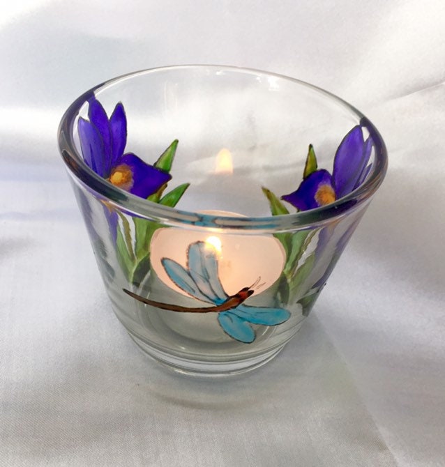 (Copy) Iris and dragonfly design candle holder