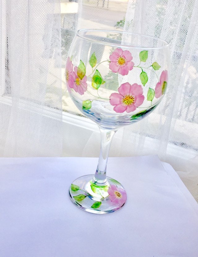 Gin Glass Pink briar rose