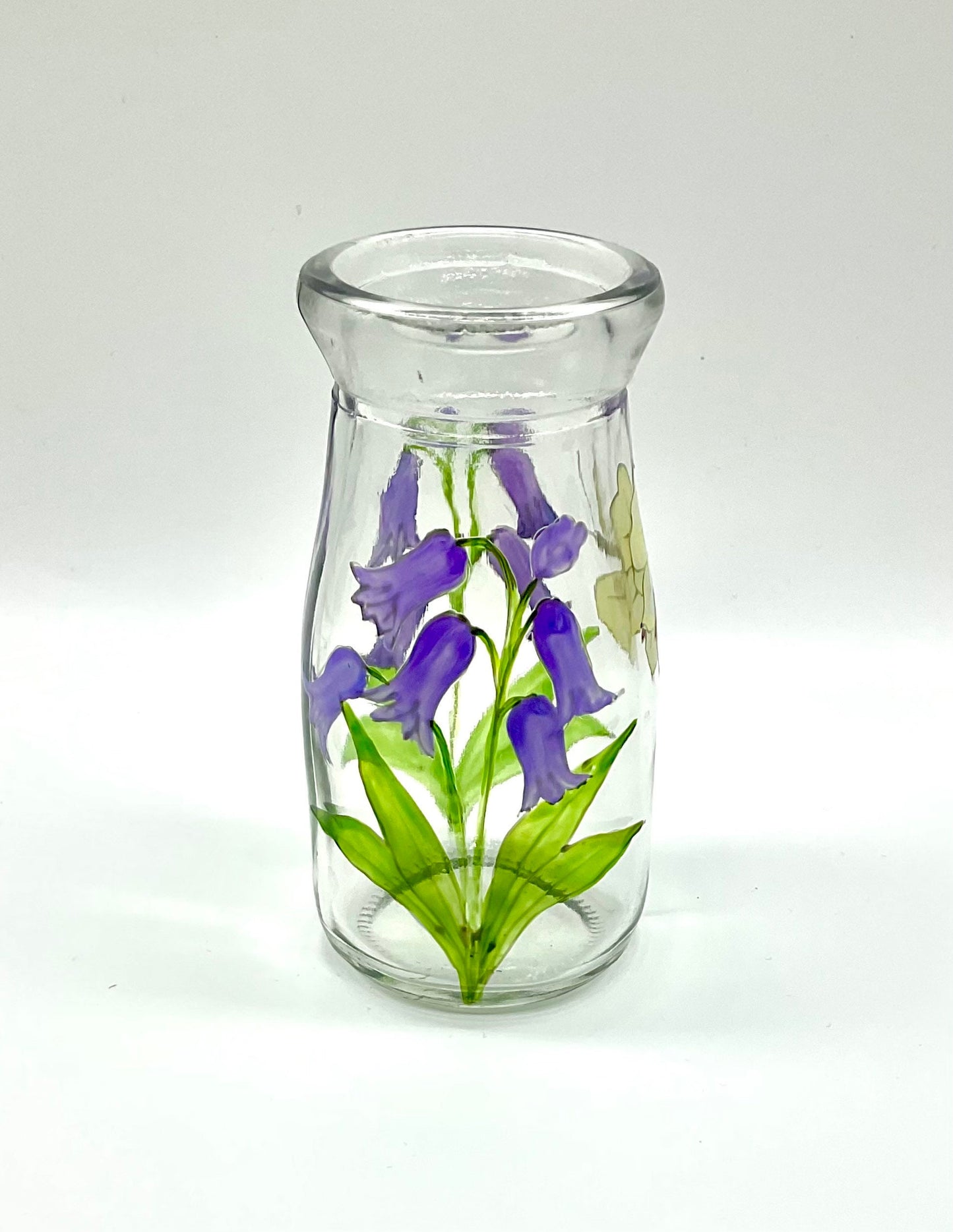 Bluebells and butterfly bottle vase