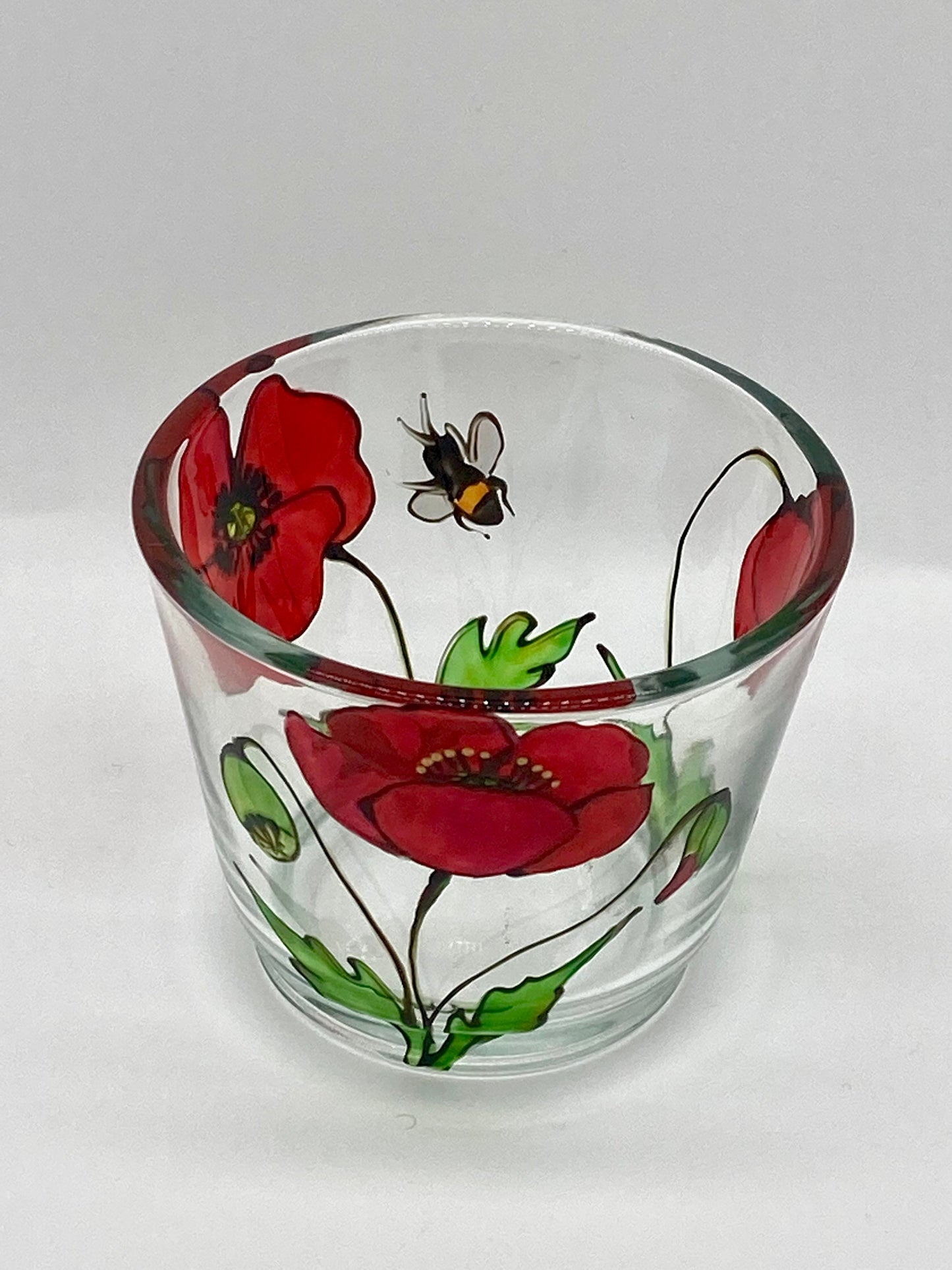 Poppy and Bee design candle holder