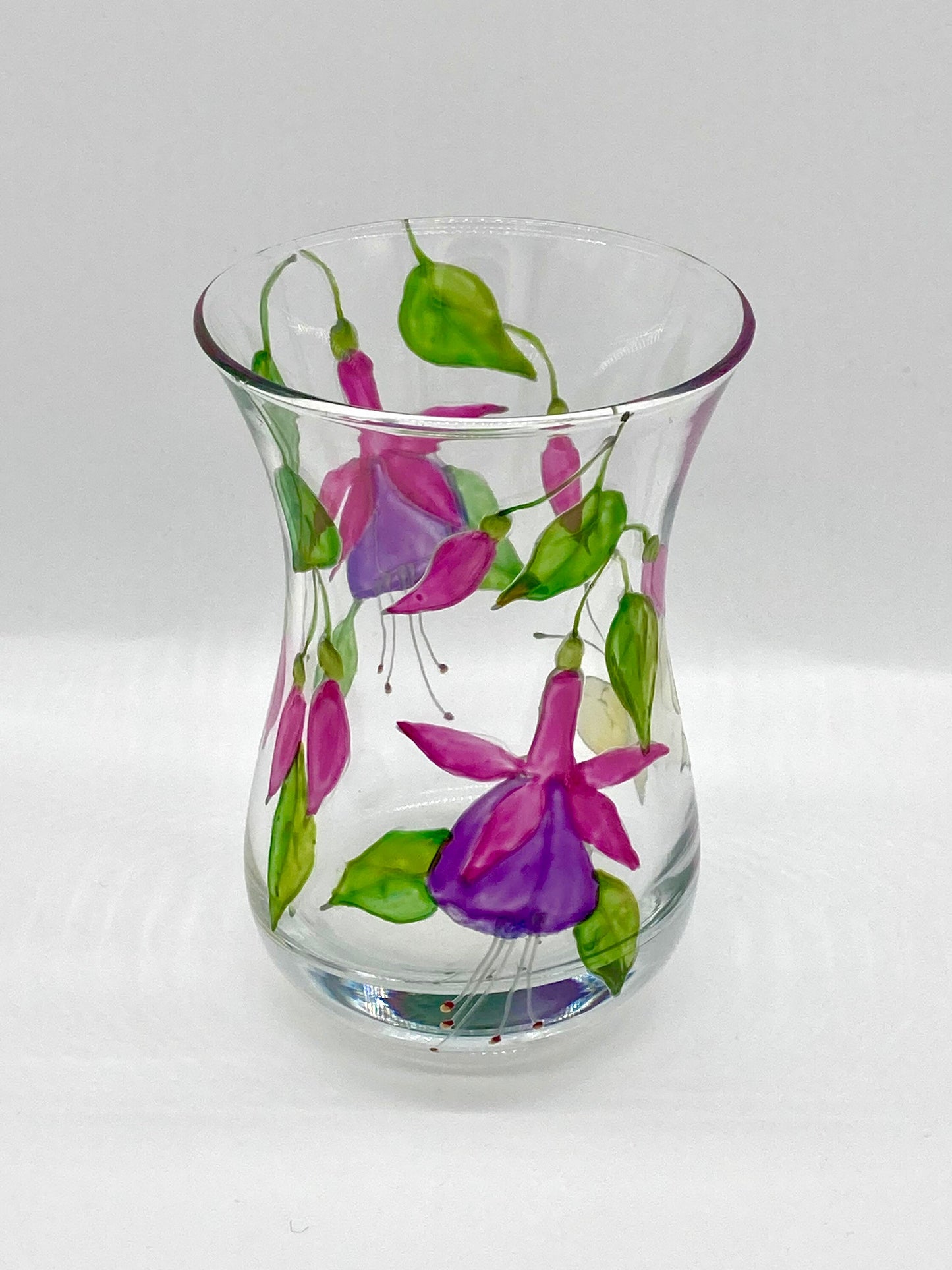 Fuchsia and Butterfly design mini posey vase