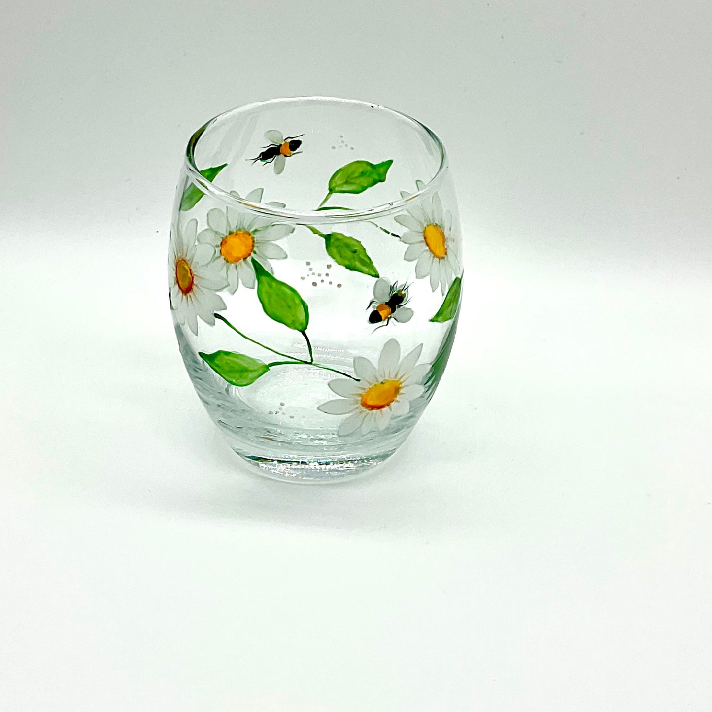 Daisies and Bees design candle holder