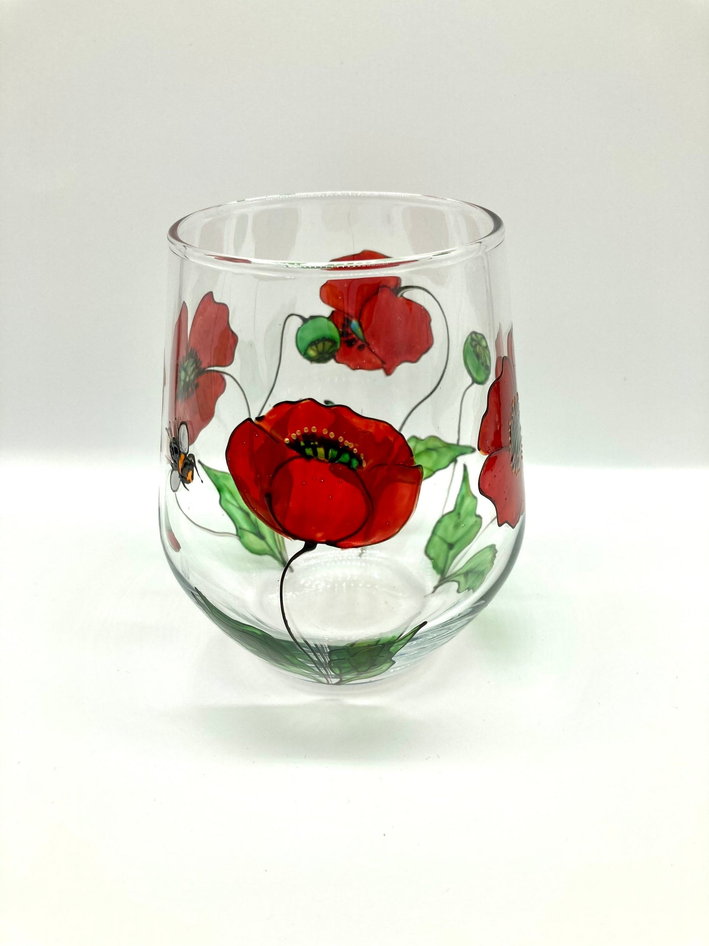 Poppy and Bee design large stemless wine glass