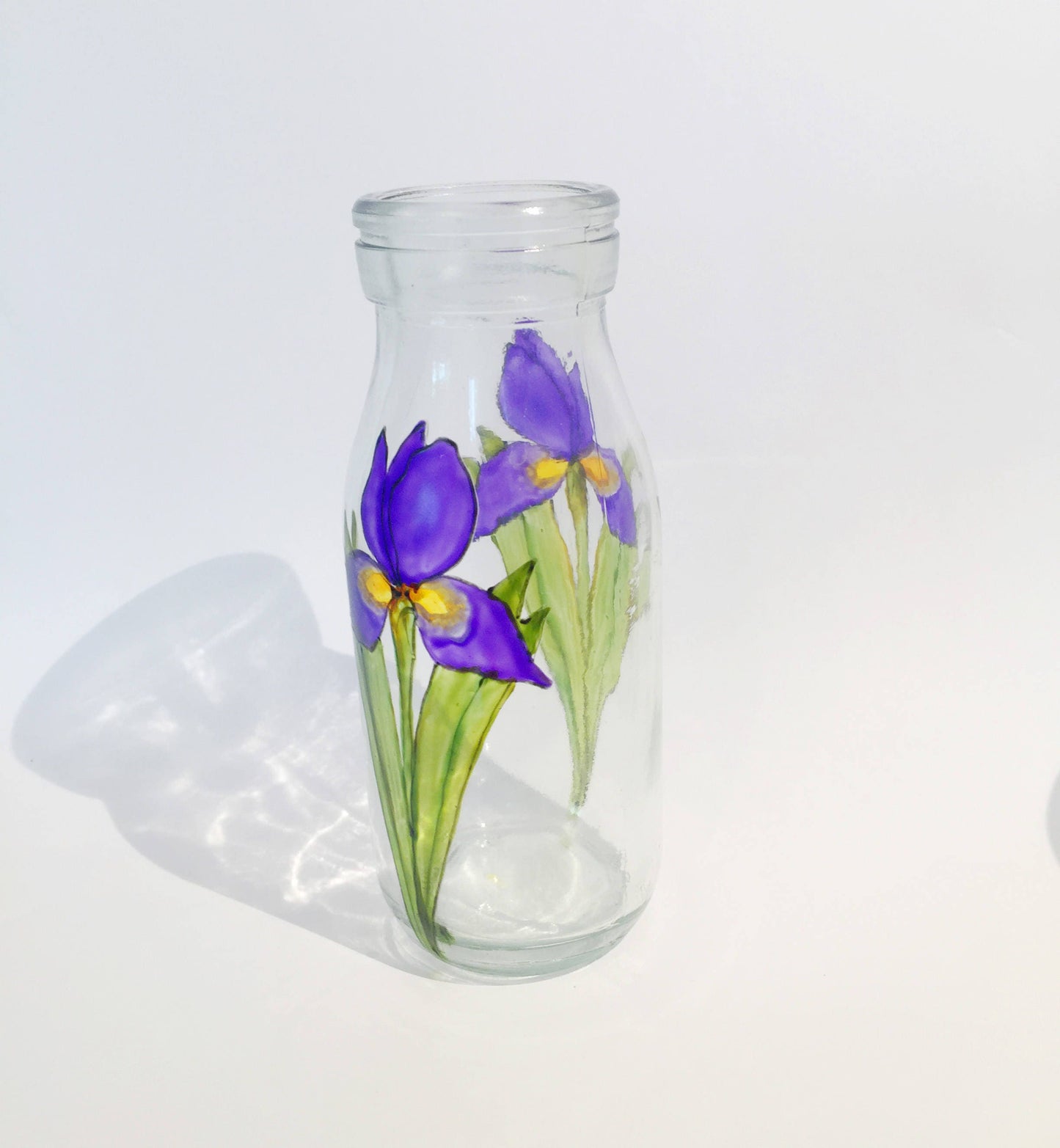 Iris design small milk bottle vase