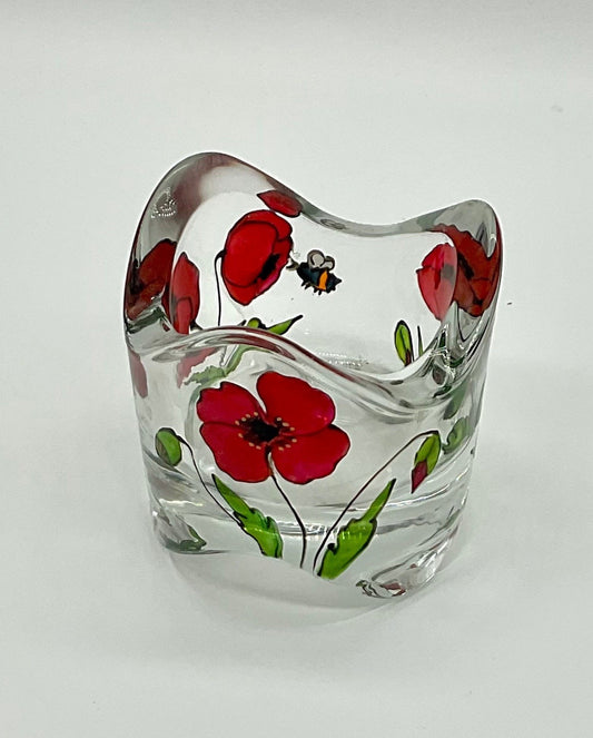 Poppies and bee design tealight holder