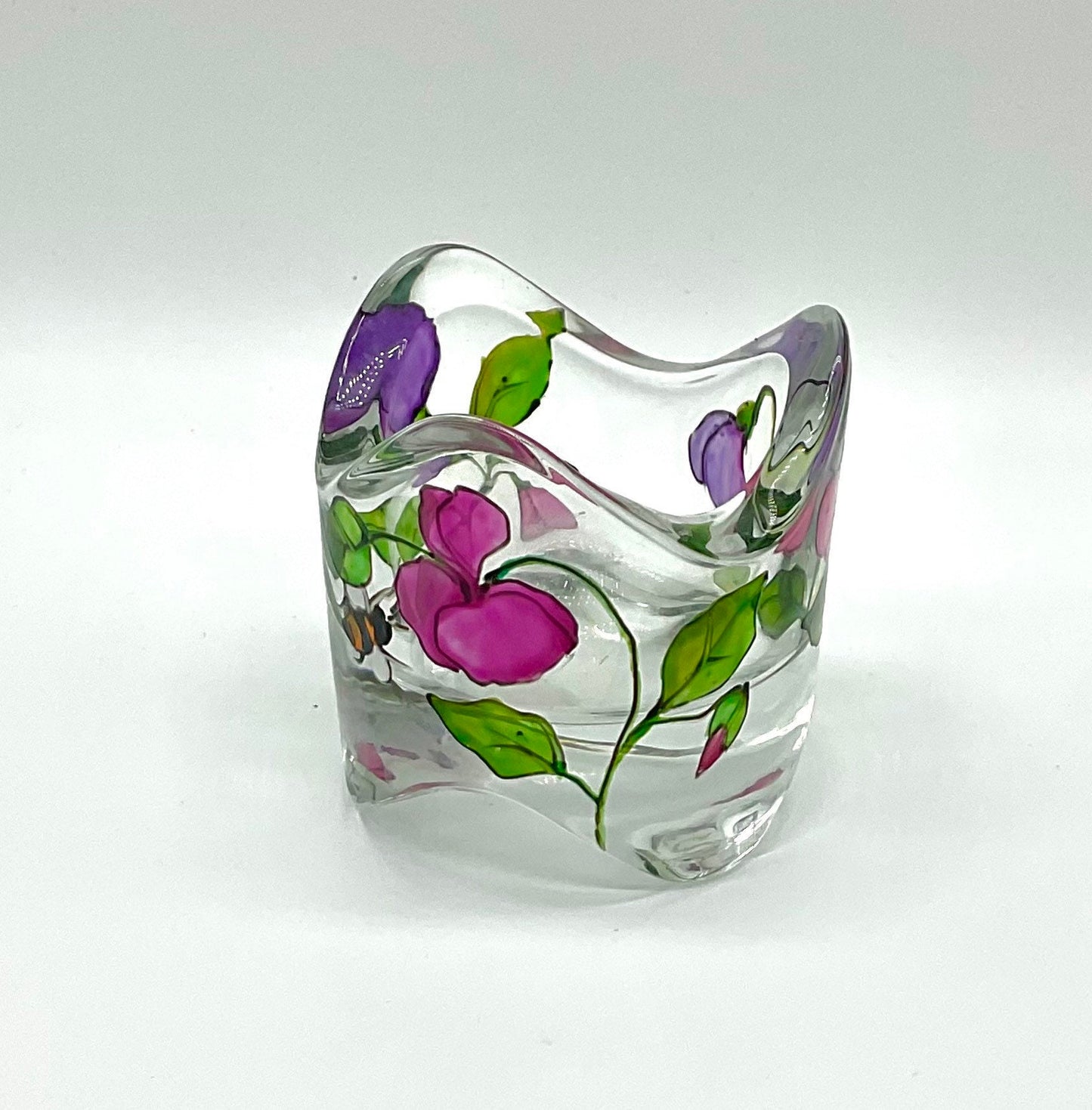 Sweet peas and bee design candle holder