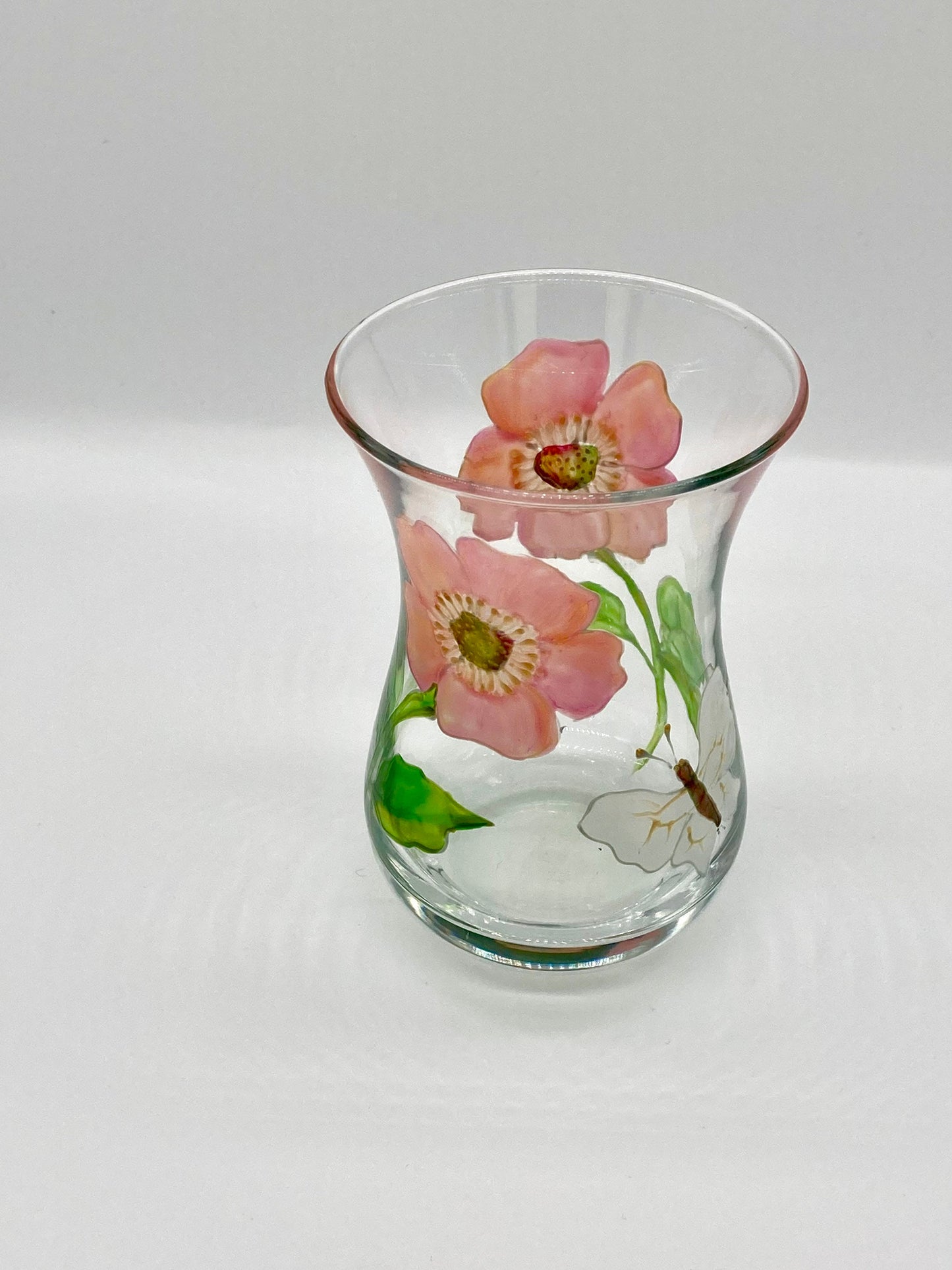 Briar rose and butterfly design mini posy vase
