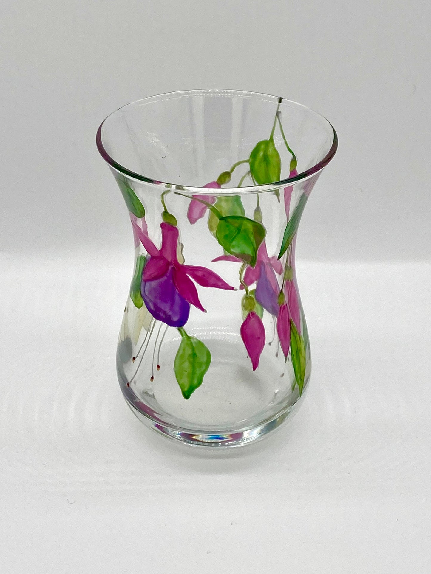Fuchsia and Butterfly design mini posey vase
