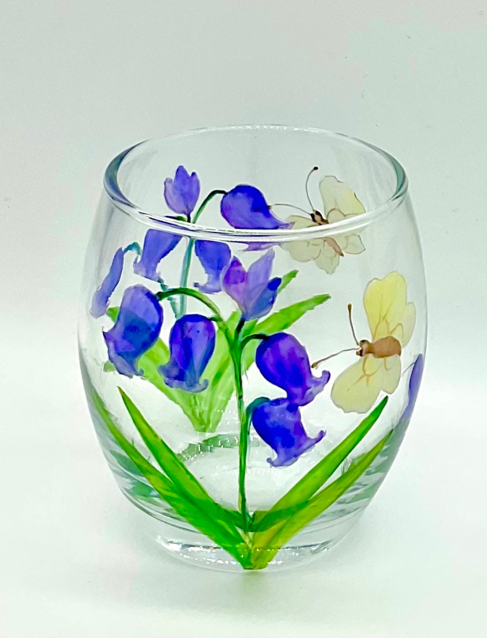 Bluebells and butterfly votive/candle holder