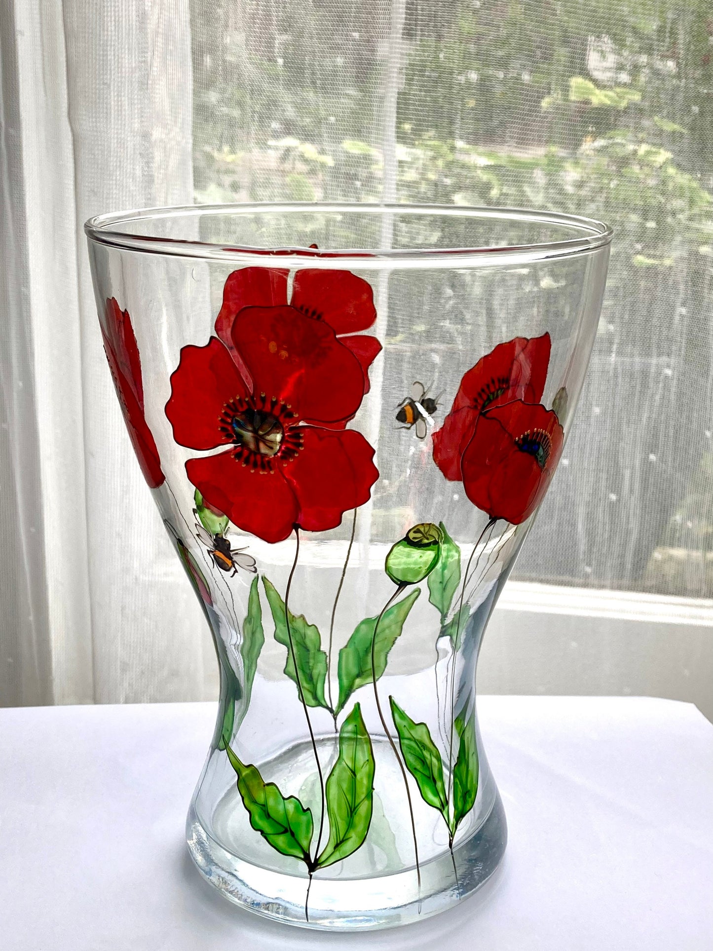 Poppy and Bee design vase