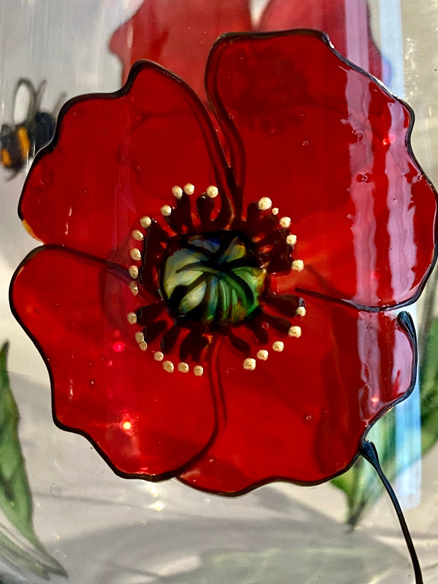 Poppy and Bee design vase