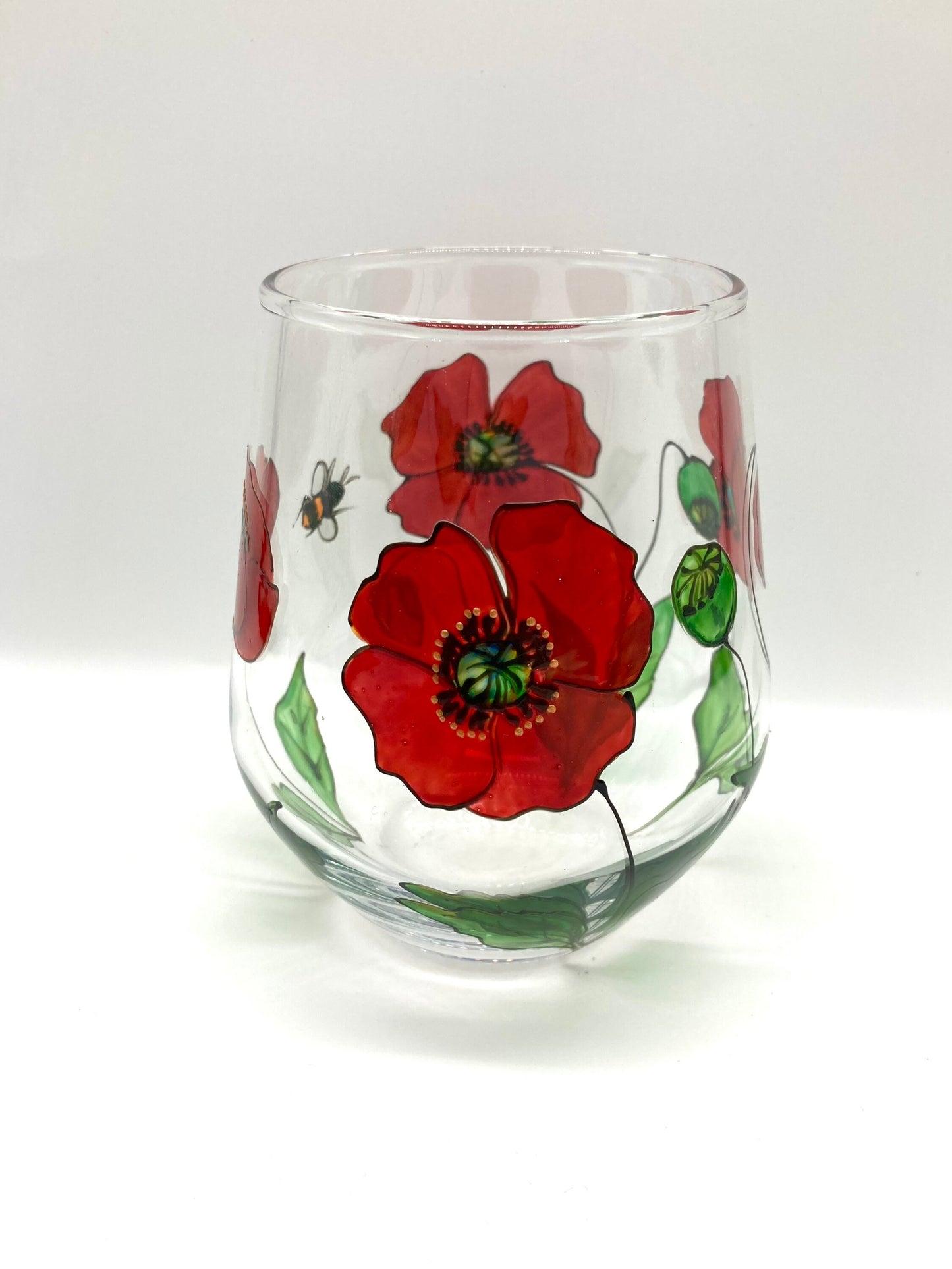 Poppy and Bee design large stemless wine glass