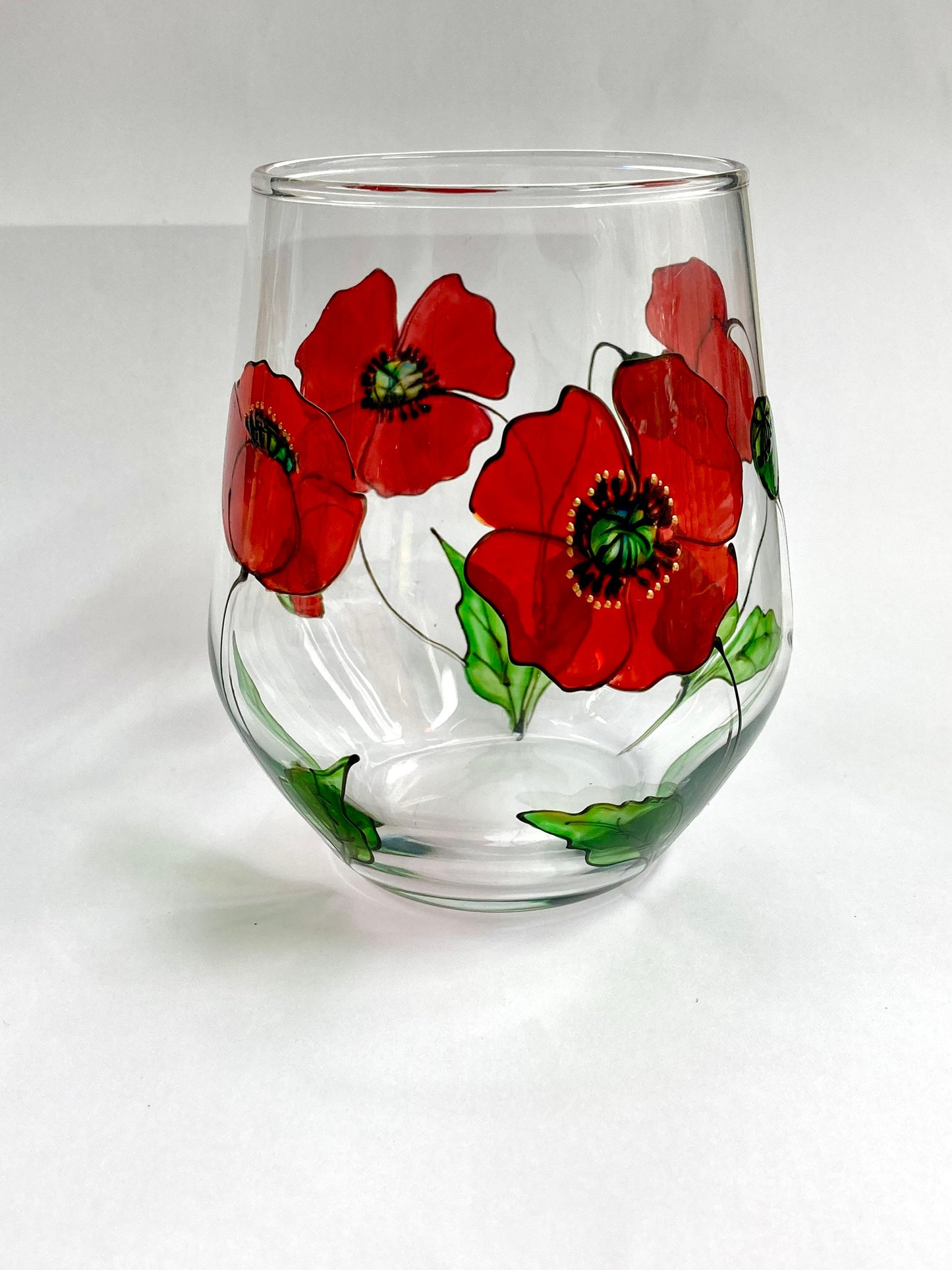 Poppy and Bee design large stemless wine glass