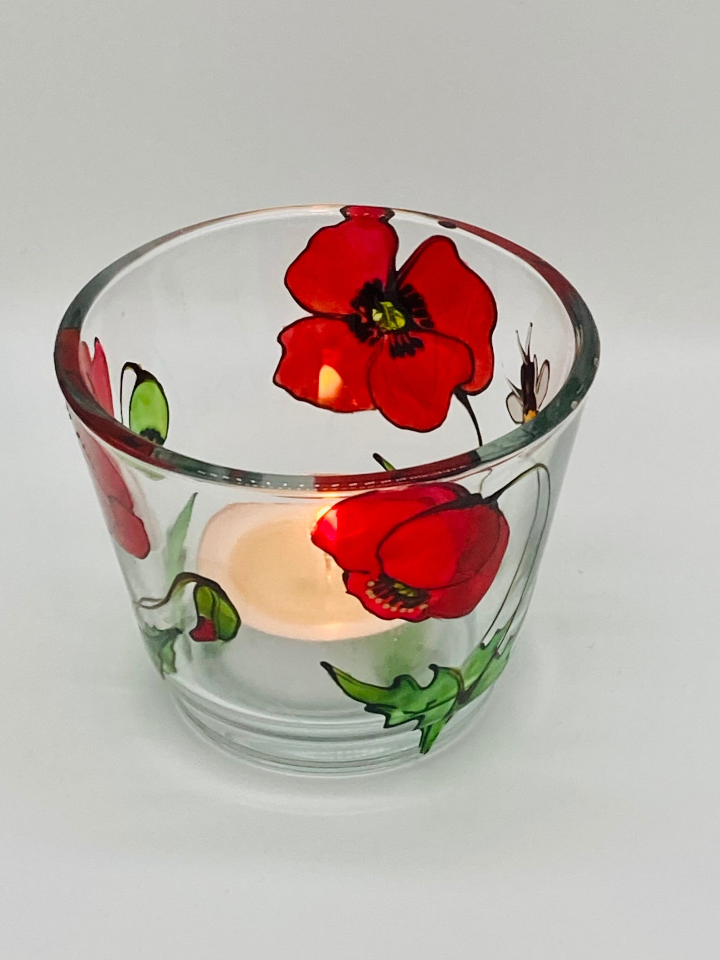 Poppy and Bee design candle holder