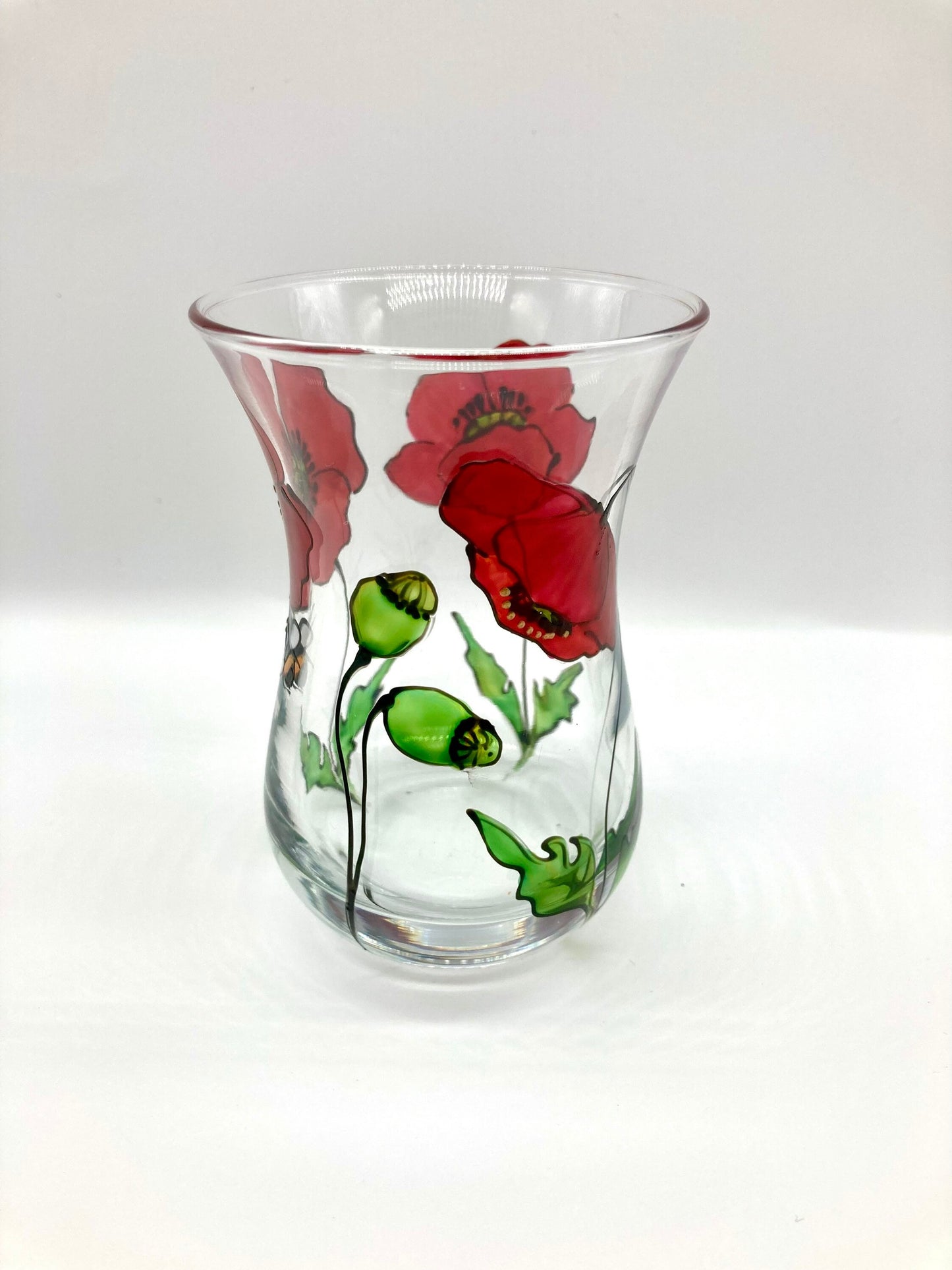 Poppy and Bee design mini posey vase