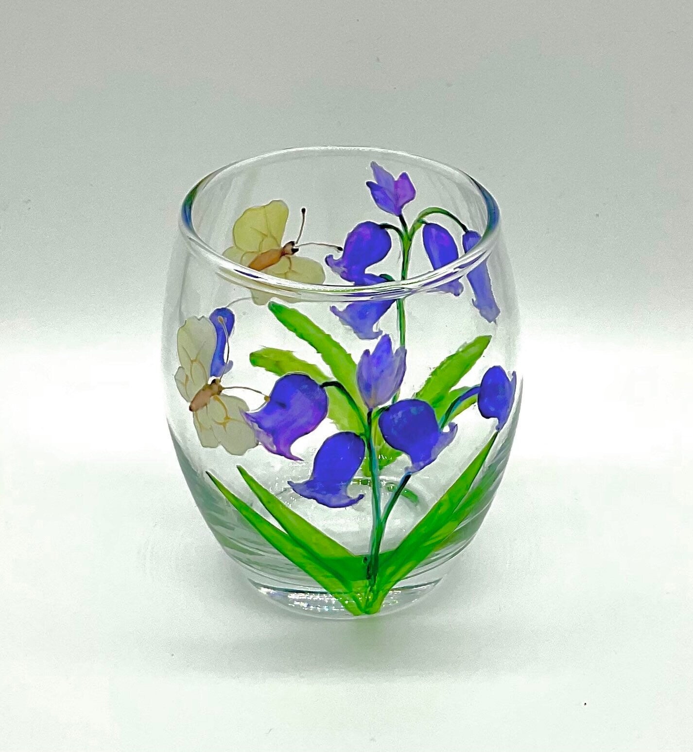 Bluebells and butterfly votive/candle holder