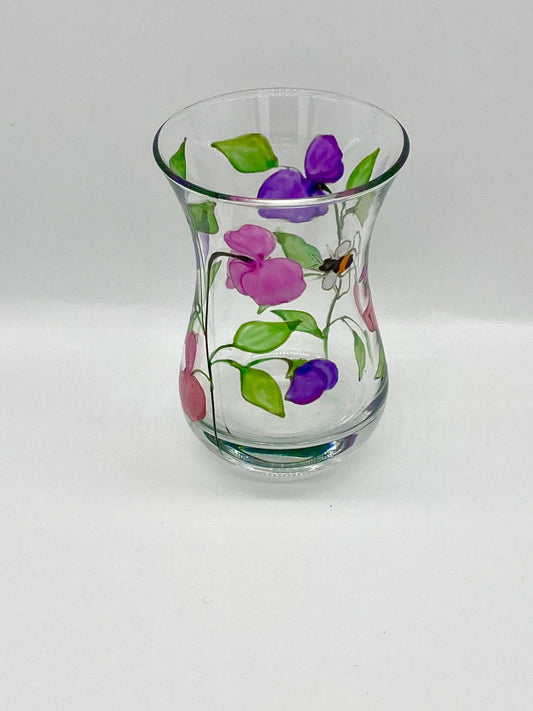 Sweet Peas and Bee design mini posey vase