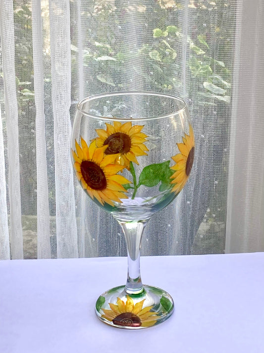 Gin Glass Sunflowers