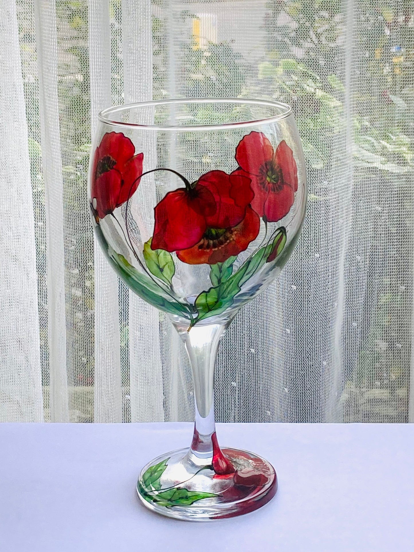Gin Glass Poppies and Bee