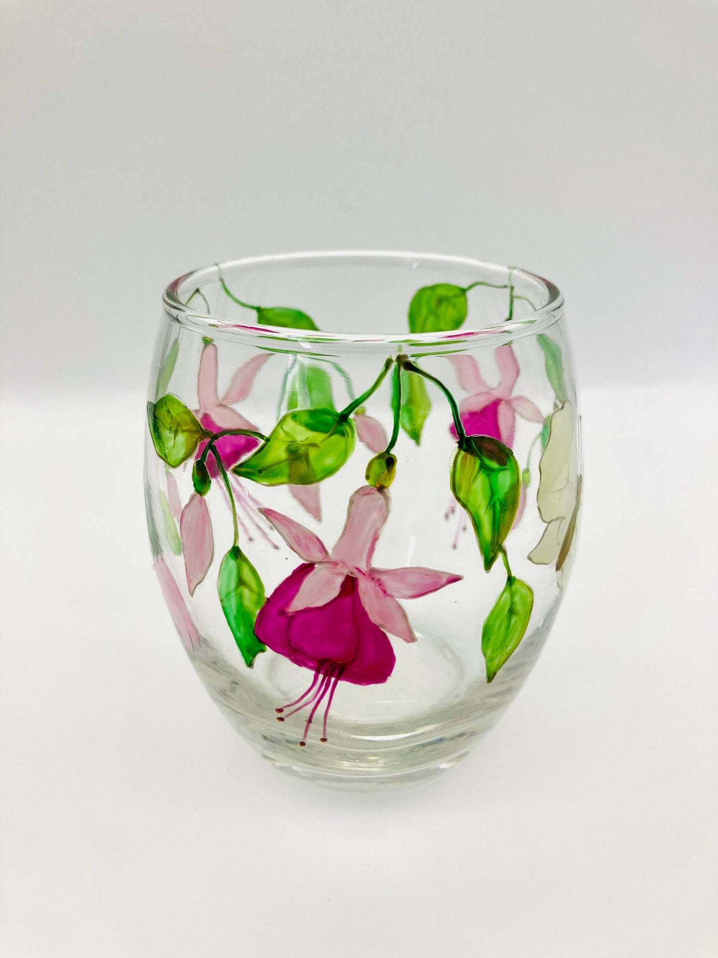 Pink Fuchsia and Butterfly design candle holder