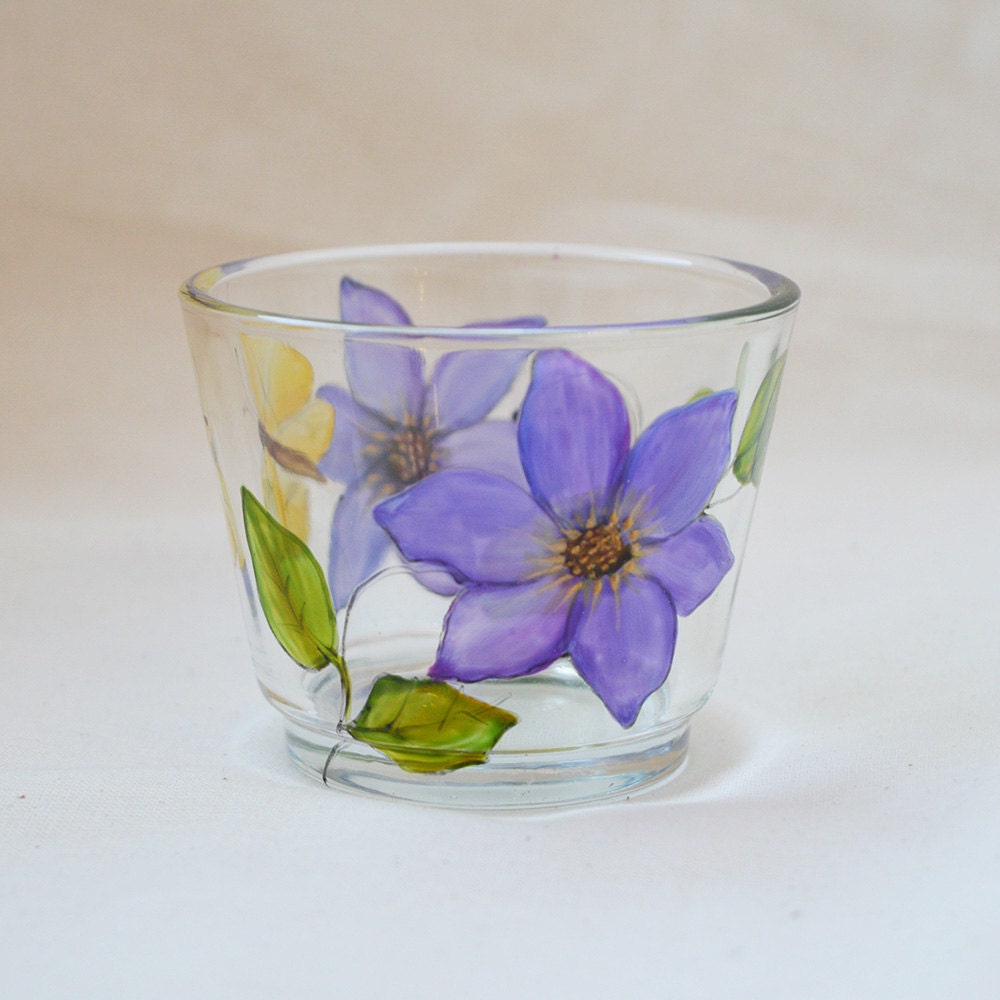 Clematis and butterfly design tealight holder